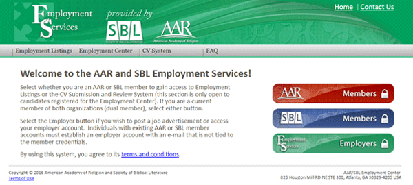 Employment Services Home Screen